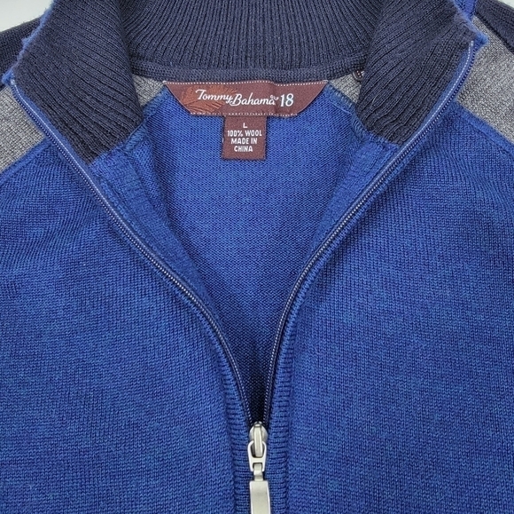 Tommy Bahama Golf 18 Fine Italian Merino Wool 1/4 Zip Pullover Sweater Mens L - Picture 2 of 12